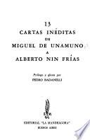 13 cartas inéditas de Miguel de Unamuno a Alberto Nin Frías