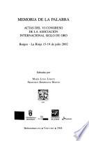 Memoria de la palabra : actas del VI Congreso de la Asociación Internacional Siglo de Oro