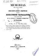 Memorias para ayudar a formar un diccionario critico de los escritores catalanes