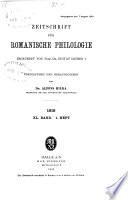 Zeitschrift Für Romanische Philologie